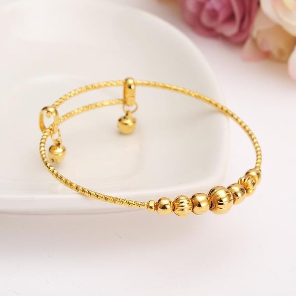 

bangrui christmas gift small bangle for girls/baby gold color charm beads bracelet small bell/heart jewelry child party gifts, Black