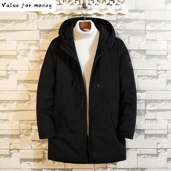 

plus 2020 size 8xl 7xl 6xl thick warm winter leisure down jacket men long coat parkas, Black