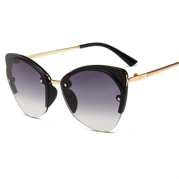 

nywooh luxury cat eye солнцезащитные очки женщины vintage крупногабаритные градиент солнцезащитные очки женские semi rimless металлические о