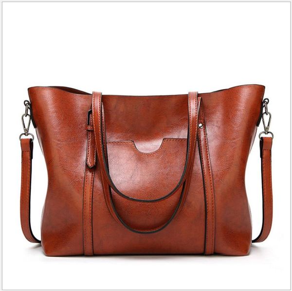 

fashion bag oil wax leather matchs everything big bag big capacity tote women's hand shoulder