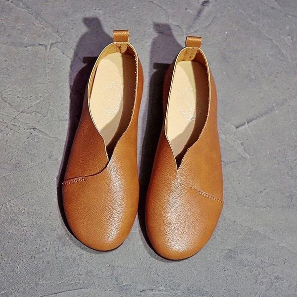 

2020 summer retro women genuine leather shoes woman flat loafer flat shoes zapatos de mujer slip-on deportivas mujer #kh7y