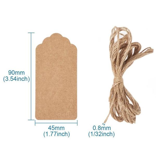 

jewelry display kraft paper price tags with hemp rope burlywood, 9x4.5x0.03cm; about 100pcs/bag jewelry bbyzhk