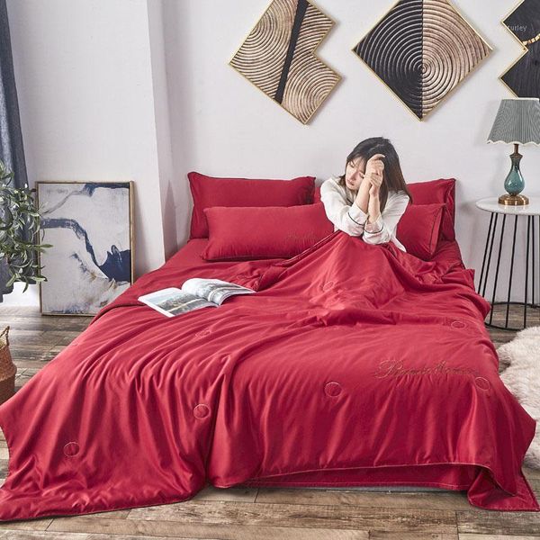 

comforters & sets solid color air-condition quilt summer comforter washed polyester fabric microfiber stitching twin queen for bed1