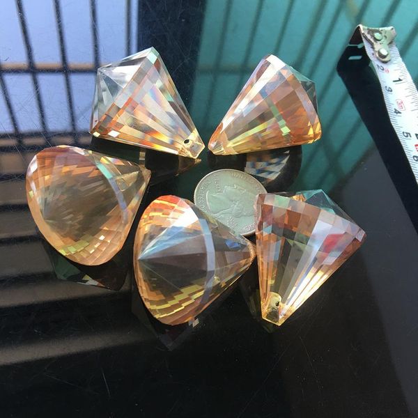 

5pc champagne 40mm suncatcher pendant tear drop faceted leaf crystal chandelier craft prism hanging ornament fengshui xms h jllzvi