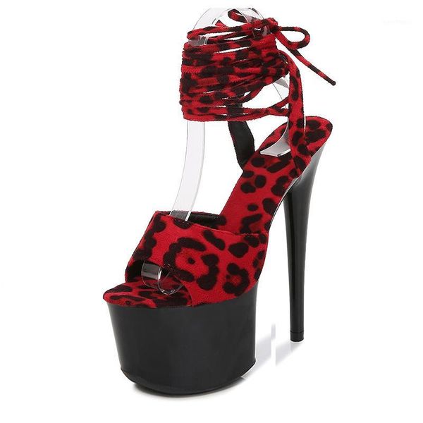 

mclubgirl women's summer sandals 2020 new shoes thin heeled black waterproof platform 17cm 20cm leopard slippers lfd-181-531