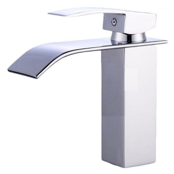 

wide-mouth single hole copper wash basin waterfall tap cold and tap faucet pe foam packing with 2pcs 50cm water inlet tube1