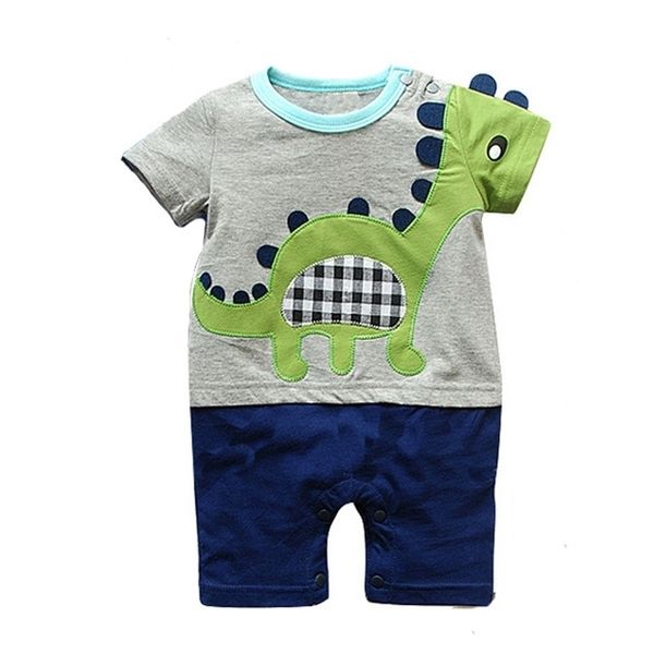 Neonate Ragazzi Vestiti Estate Cartoon Ricamo Dinosauro Baby Pagliaccetti Tuta infantile Abbigliamento neonato 201029