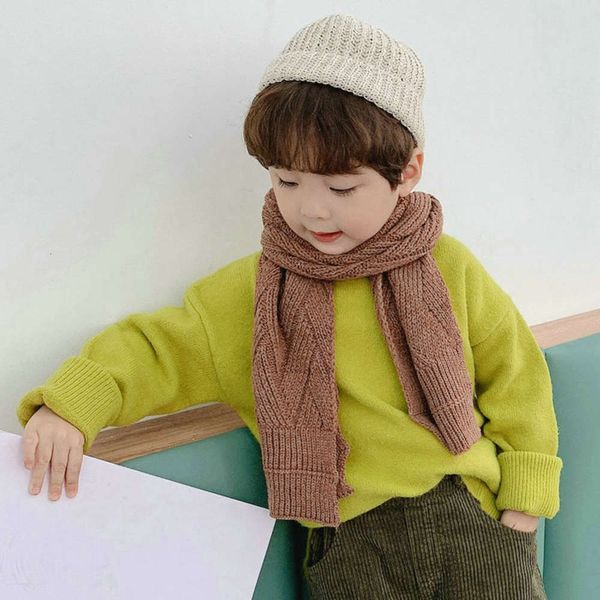 

pure color children's korean version winter simple versatile fashion geometric wool baby scarf warm neck cover 8ly3, Red;brown