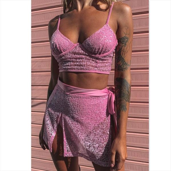 

2020 summer 2 piece set dress womens mesh bra crop and skirt two piece set casual bodycon beach club dress, Gray