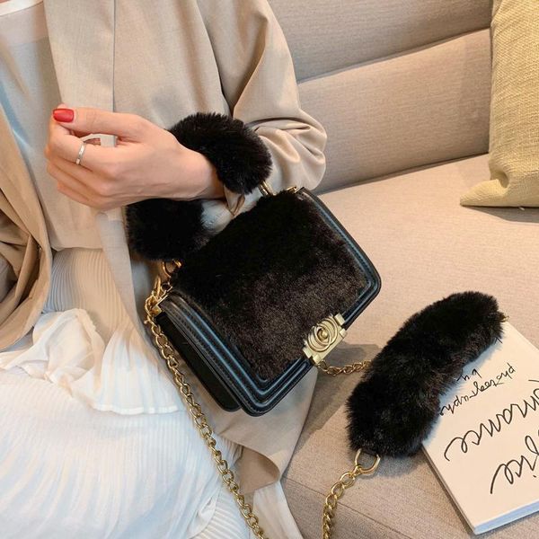 

christmas gift for women fashion soft fur designer handbags autumn and winter solid color shoulder messenger bag ladies tote bag