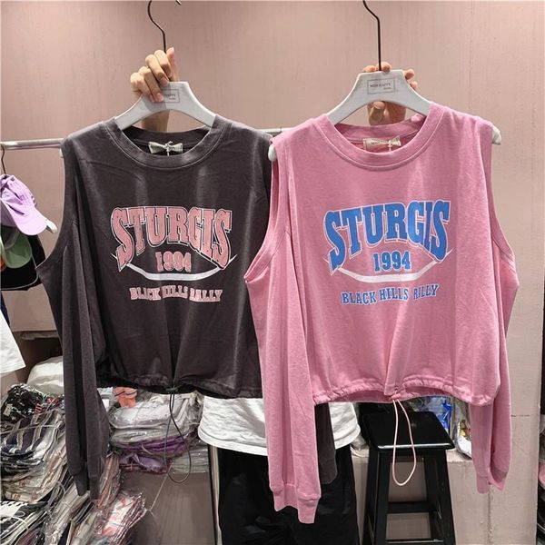 

2020 корейский студент длинный рукав футболки женские пальто новый футболки топ чистые красные модули fashionshoulder свободно дном верхнего, White