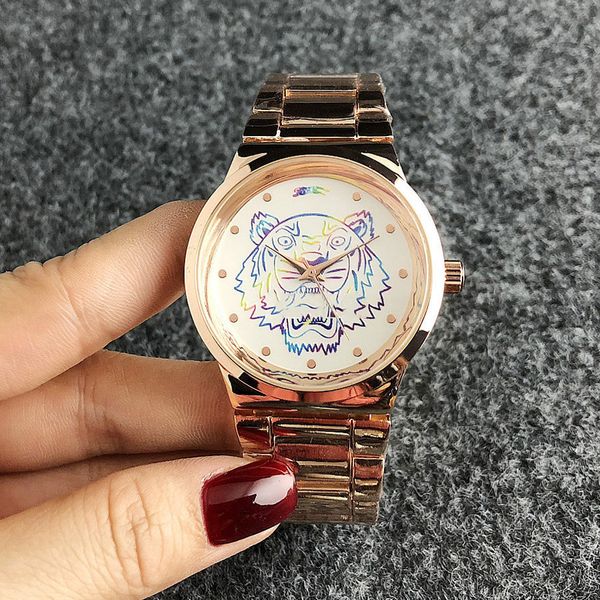 

fashion steel girl watches women colorful wrist metal quartz band men style watch k04 skexo, Slivery;brown