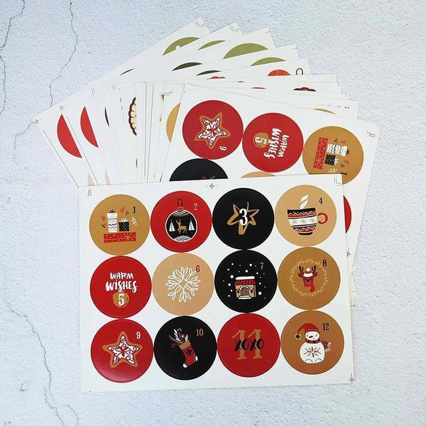

christmas decorations merry advent calendar number stickers diy candy chocolate bag gift box packaging seal sticker label decor navidad1