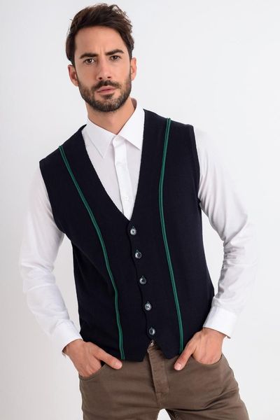 

heyss button male sweater vest1, Black;white