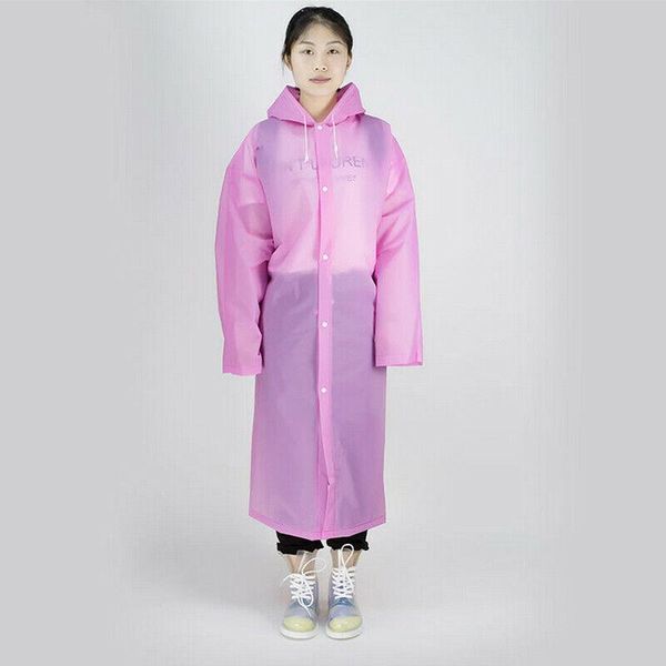 

men women waterproof raincoats eva transparent button hooded raincoat portable outdoor travel rain coat poncho plastic rainwear bbyayq