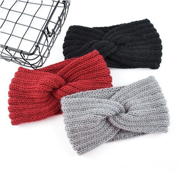 

solid color knitted headbands crochet knot woolen headband weaving handmade diy hairband yoga bandanas headdress thick h jllrsc