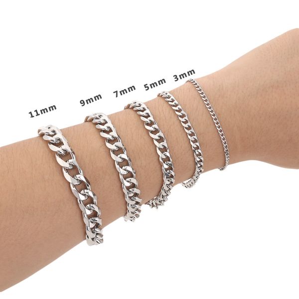 

3/5/7/9/11mm vintage cuban bracelet for men gold silver black rock link chain bracelets & bangles fashion punk party jewellery