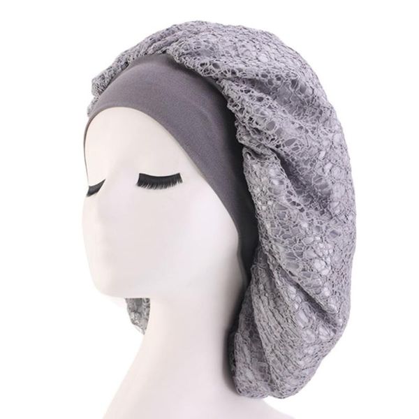 

women night hair accessories multifunctional cover wide brimmed double layer care home sleeping cap elastic mesh extra large, Blue;gray