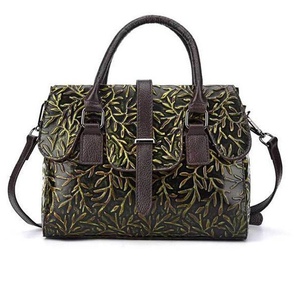 

women trend embossed handbag genuine leather cross body messenger bags vintage ladies shoulder bag leather bag