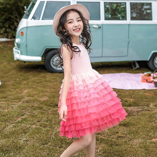 

girl's dresses girls princess tutu dress summer kids party outfits sweet fluffy vestidos, Red;yellow