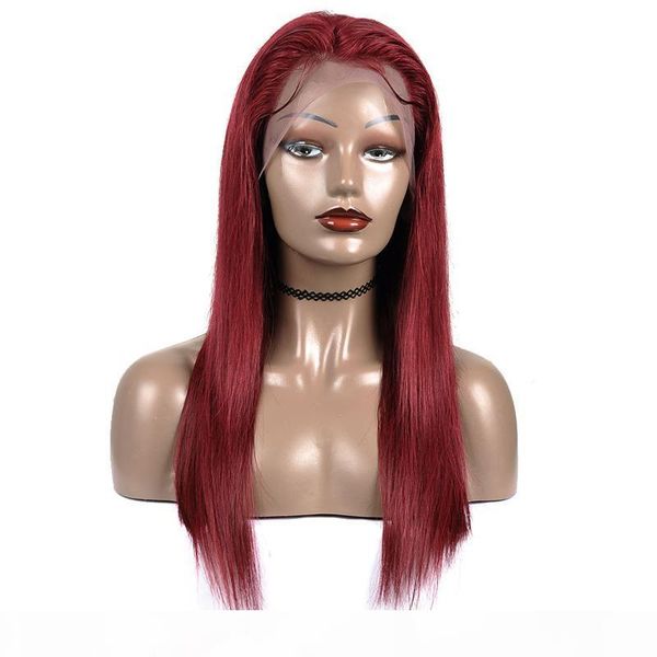 

wigirl 4x4 lace closure wigs 99j burgundy brazlian pre plucked remy straight lace closure human hair wigs for black women, Black;brown