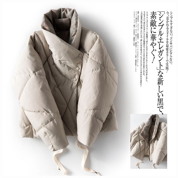 

japan style 90% white duck down coat winter designer women coats zipper women's warm jackets female 201103, Black