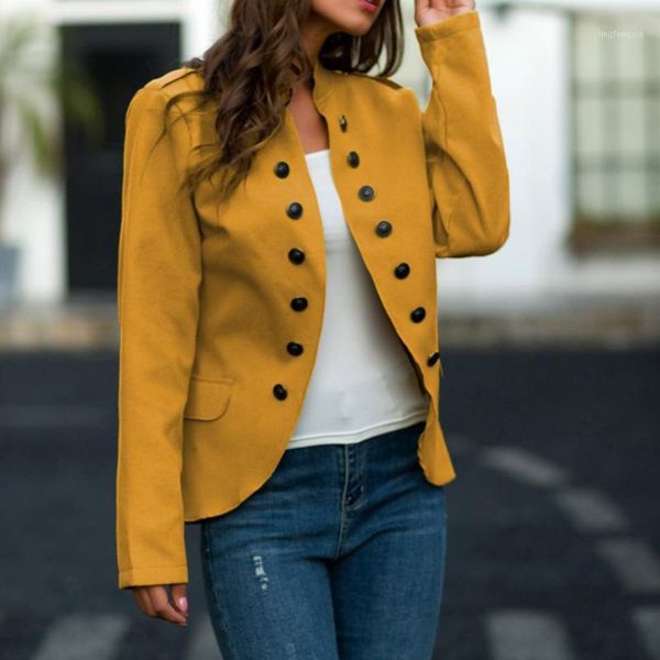 

new 2020 women jackets coat spring autumn clothes solid stand collar warm winter outwear blouson feminina dr22881, Black;brown