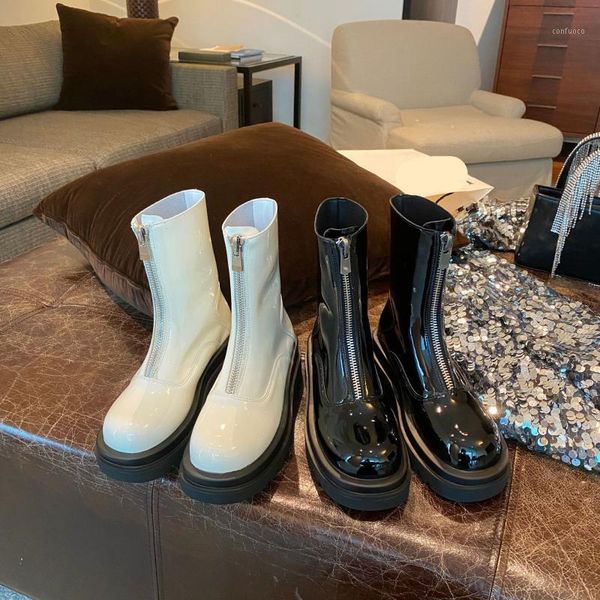 

round toe boots women new 2020 shoes rubber mid-calf rock lolita autumn mid calf low ladies riding rome hoof heels1, Black