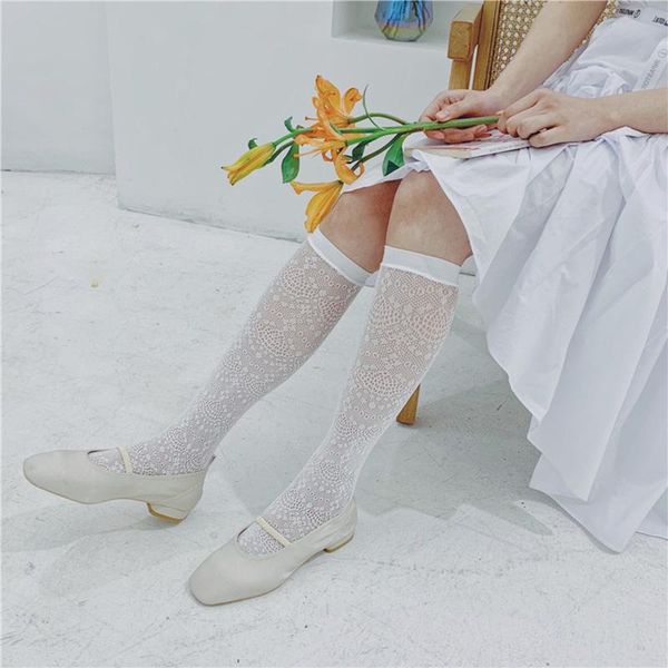 

socks & hosiery retro lolita lace high women mesh fishnet long stocking knee transparent pantyhose leg stockings dress elastic, Black;white