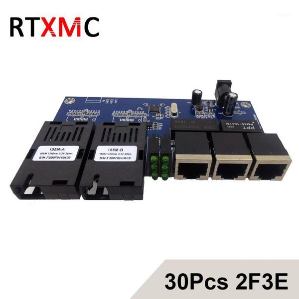 

fiber optic equipment 2f3e fast erhetnet 30 pcs 10/100m ethernet switch 2 port sc 20km 3x100m utp rj45 optical pcba board1