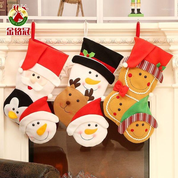 

christmas decorations 1 pcs stockings hanging ornaments santa claus sock gift kids candy bag xmas holders tree decorations1