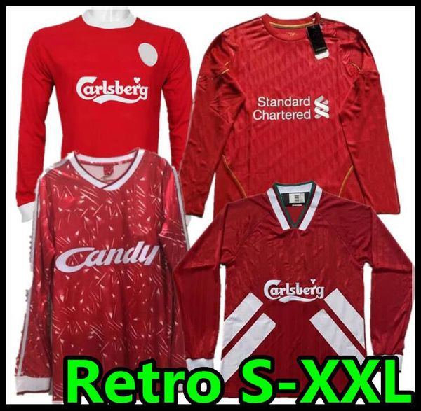 

1993 94 retro rush fowler berger barnes mcmanaman owen gerrard torres 95 98 1989 2011 2012 long sleeve soccer jerseys retro football shirt, Black;yellow