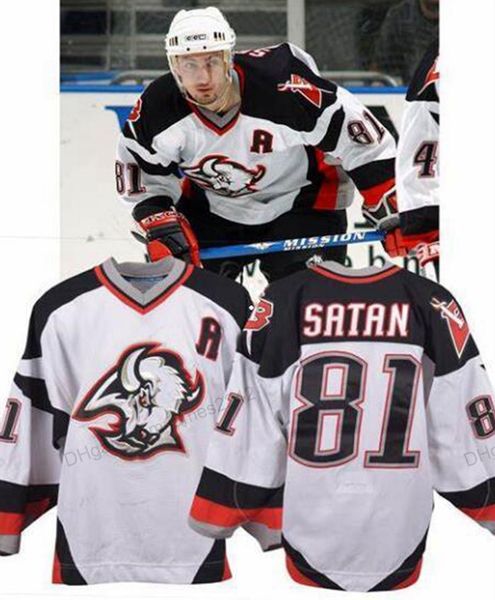 

custom retro #81 miroslav satan buffalo sabres game worn hockey jersey men's all stitched any size 2xs-3xl 4xl 5xl name or number, Black;red