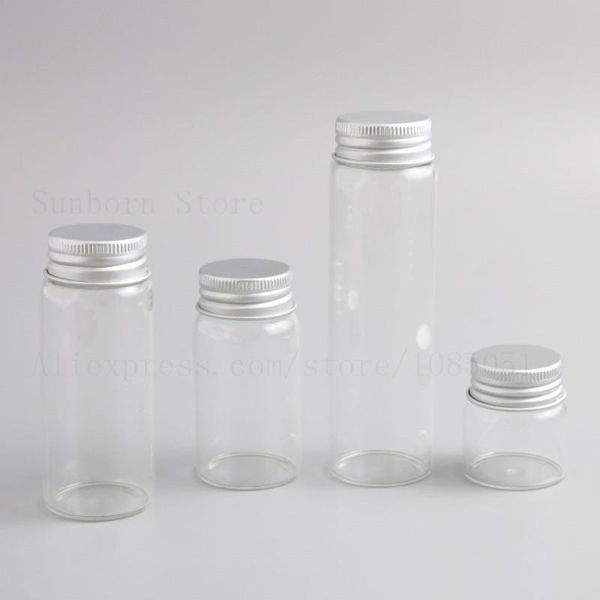 

clear screw neck glass bottles with aluminum cap 20ml 3/2oz transparent refillable vials containers tubes 30pcs