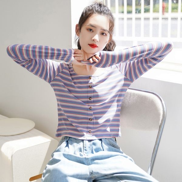 

mwwbz loose pullover 2020 autumn new small pullover fragrance foreign sweater style women's short striped sweater with fashion npbie, White;black