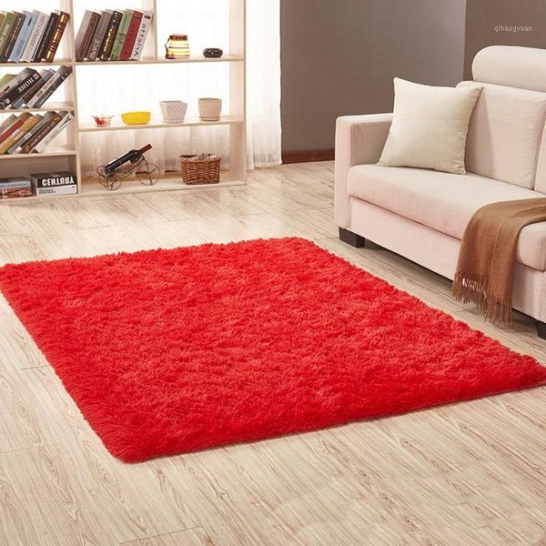 

living room carpet european fluffy mat kids bedroom red color 100*200cm1