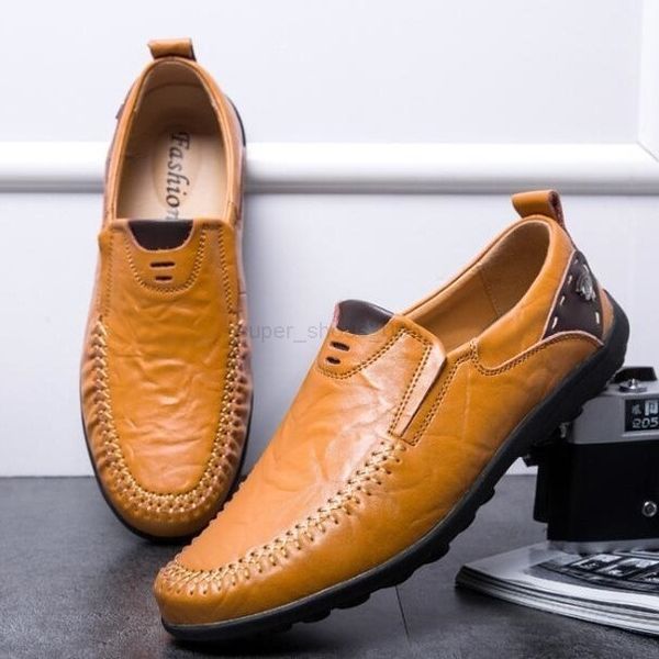 

men loafers fashion men casual leather shoes breathable men boat shoes 001, Black