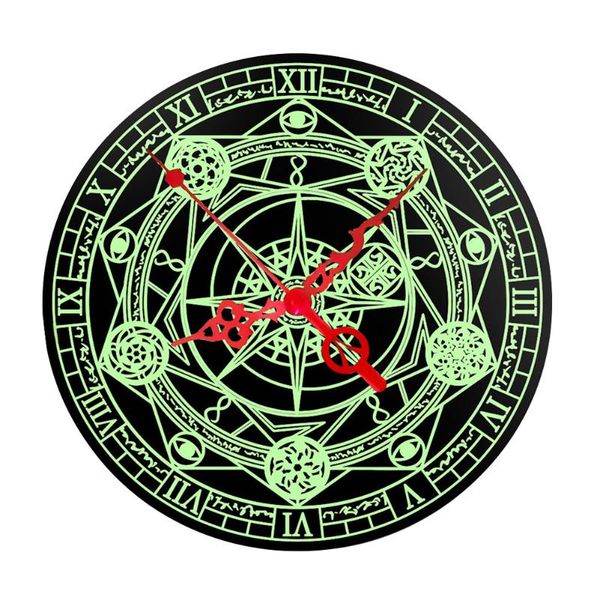

home decor luminous wall clock battery powered gift magic circle living room pointer wooden silent round non-ticking modern
