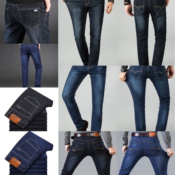 

s8djs autumn denim pants jeans and jeans loose straight tube elastic add extra size fat elastic fat men's men's pants 8e82p, Blue