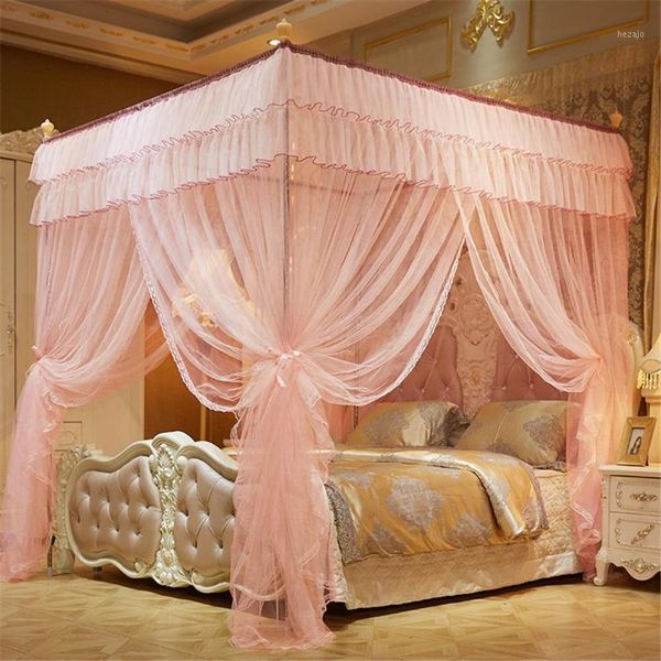 

mosquito net four-cornered pink bed canopy princess queen bedding tent floor-length curtain 2mx2mx1.5m1