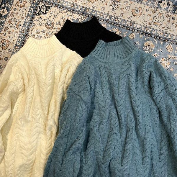 

men's sweater 2020 autumn winter new slim pure color retro mahua knitted sweater relaxed leisure personality youth men's wear1, White;black