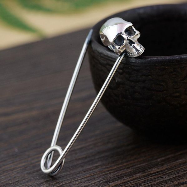 

925 sterling silver skull brooch charm pendant jewelry sytle a61 201009, Gray