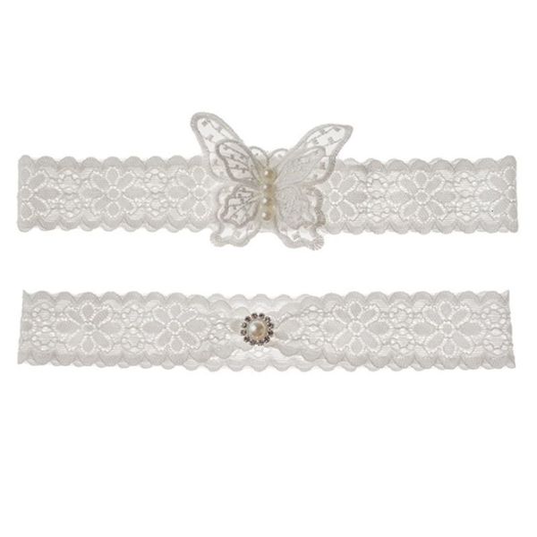 

wedding bridal thigh garters ruffles floral lace embroidery butterfly leg rings 83xf, Black;white