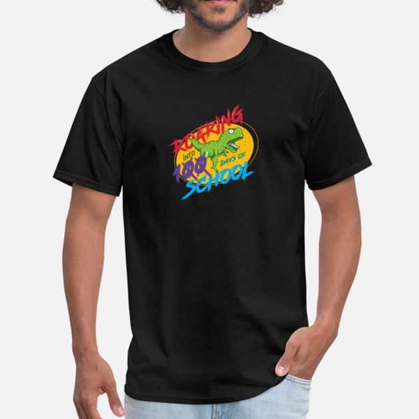 

dinosaur t-rex roaring into 100 days of school designers graphic t shirt cool retro trendy tracksuit hoodie sweatshirt