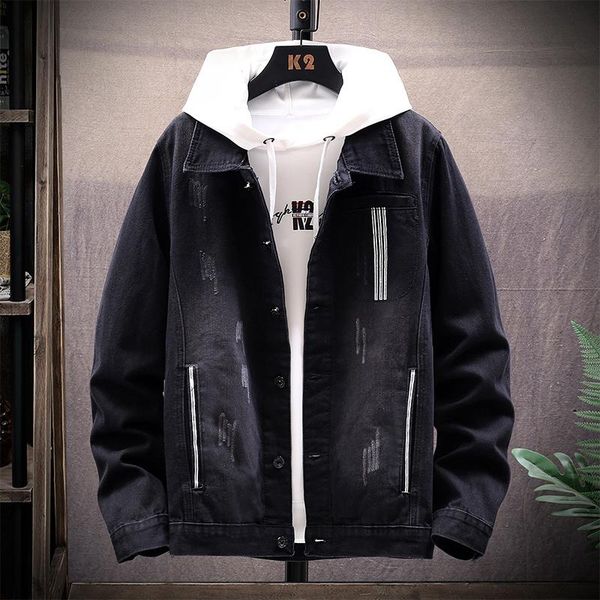 

men's jackets denim jacket fall trend lapel long sleeve tooling, Black;brown