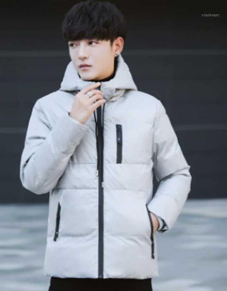 

new korean men down jacket winter warm hooded coat thickened slim fit men's cotton padded jacket1, Black