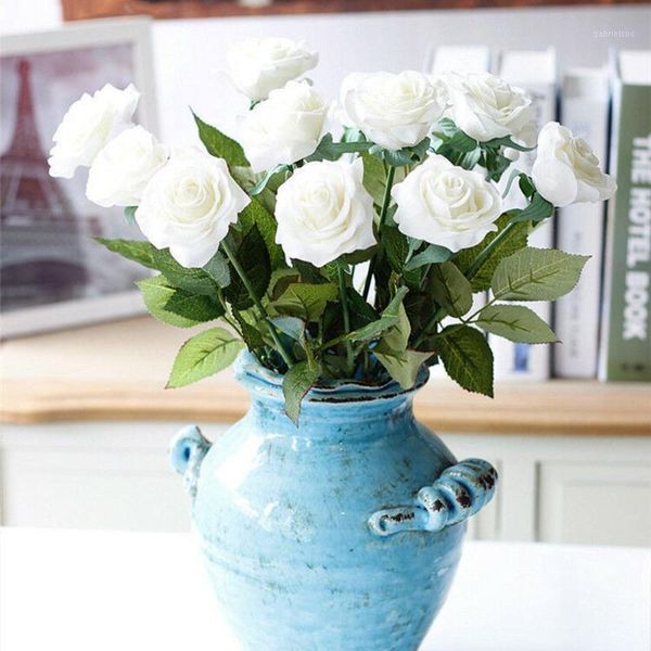 

4pcs artificial flowers wedding supplies flannel roses simulation plant wedding party home decoration crafts1