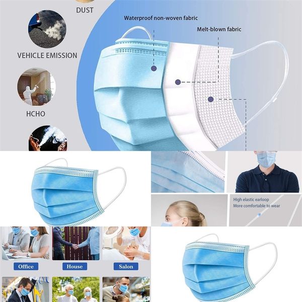 

face 50 a pcs mouth non-woven box mask of environmentally friendly disposable masks with breathable blu outlet2vyt