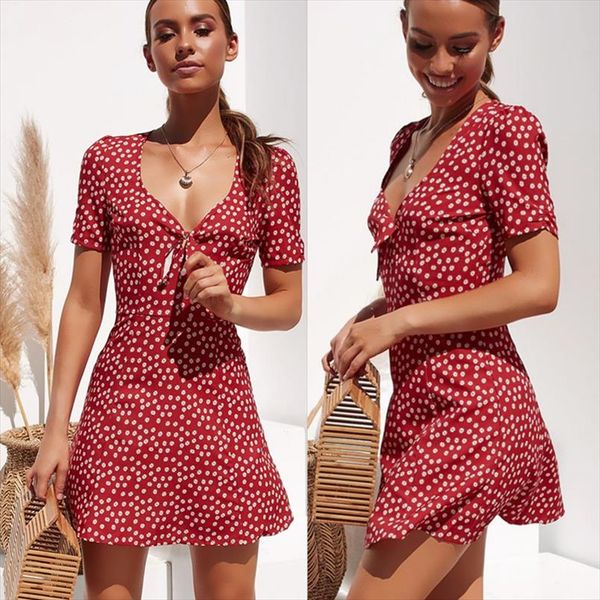 

мода женщины с коротким рукавом wrap boho цветочные мини платье дамы летние каникулы партии sundress женский vestidos, Black;gray