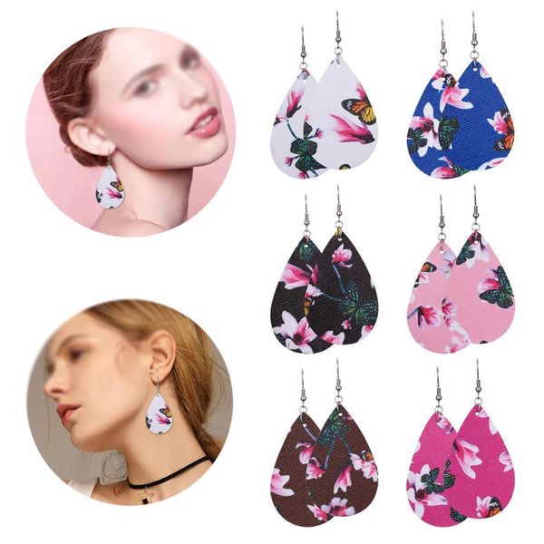 

цветочный дизайн падение серьги кожезаменитель цветочный принт водослива мотаться серьги геометрическая лето заявление уха подарка ювелирных, Golden